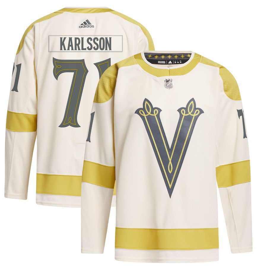 Men Vegas Golden Knights 71 William Karlsson adidas Cream 2024 NHL Winter Classic Primegreen Authentic Player Jersey